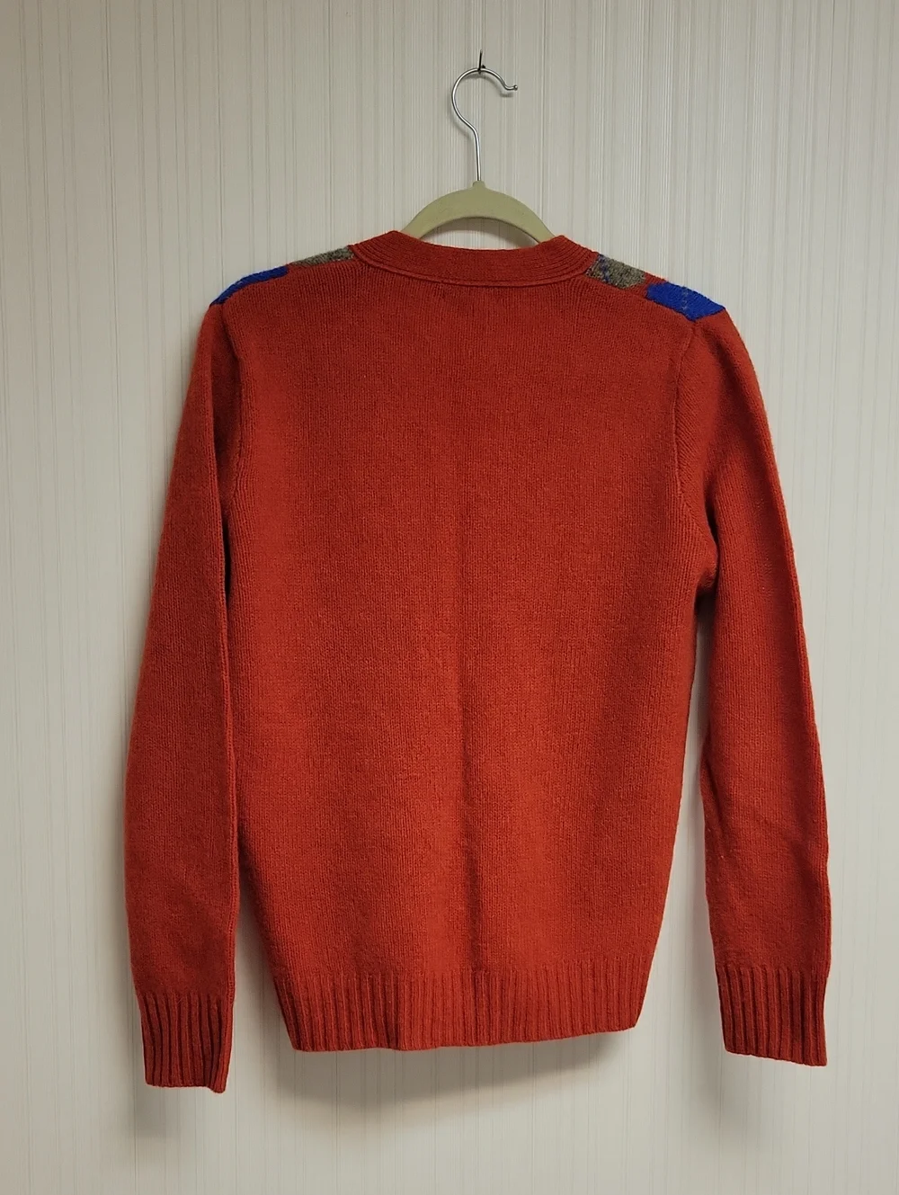 J. Crew Men's Rust Argyle V-Neck Cardigan Sweater Small Academia Grandpa Preppy